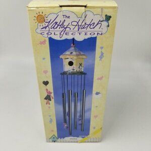 Vintage Kathy Hatch Wind Chime Yellow Hand Painted New Bird House Teddy Bear